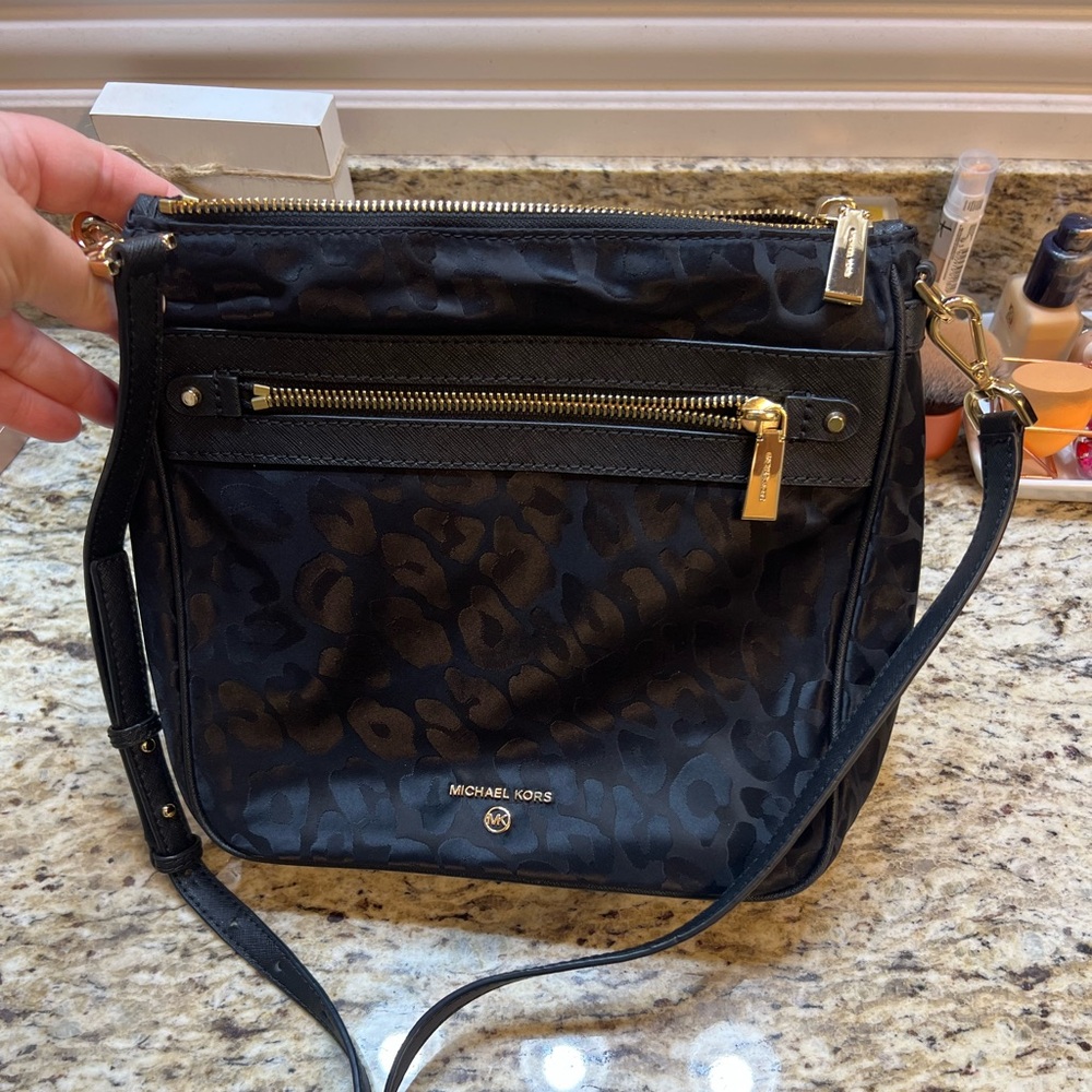 Michael Kors Black Crossbody Bag with Gold Accents